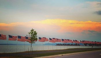Visit Lake City MN - Flags along Lake Pepin